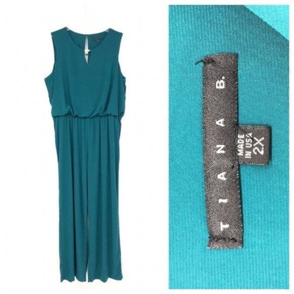Tiana B. Women’s Teal Jumpsuit Romper Size 2X Teal New with Tags